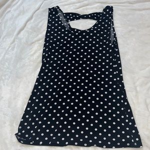 Black Polka Dot Bow Back Tank Top
